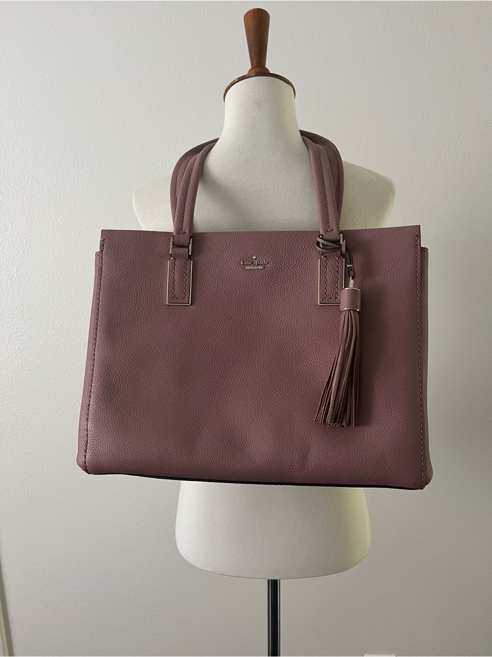 kate spade Mauve Leather Tote with Tassel